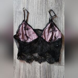 Elegant Black and Pink Lace Bralette